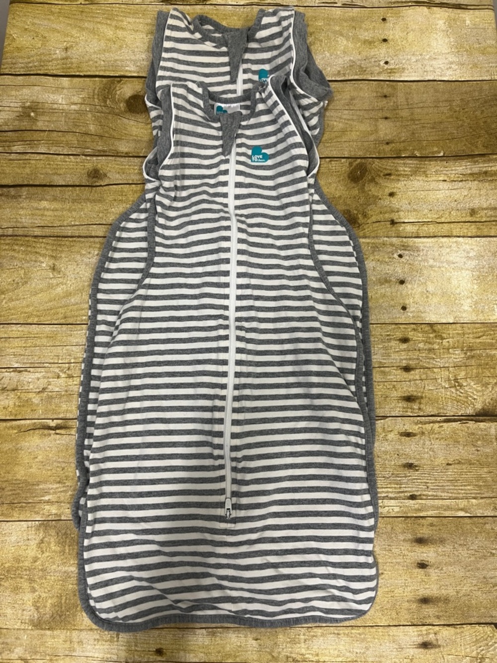 Set of 2 Love to dream Grey & White Striped Sleep Sack Size Medium